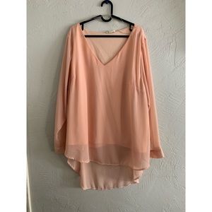 Pink satin high low blouse